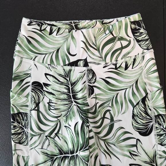 Cali‎ Active Leggings Yoga Running  Tropical Palm Floral Sz S EUC - Picture 9 of 13